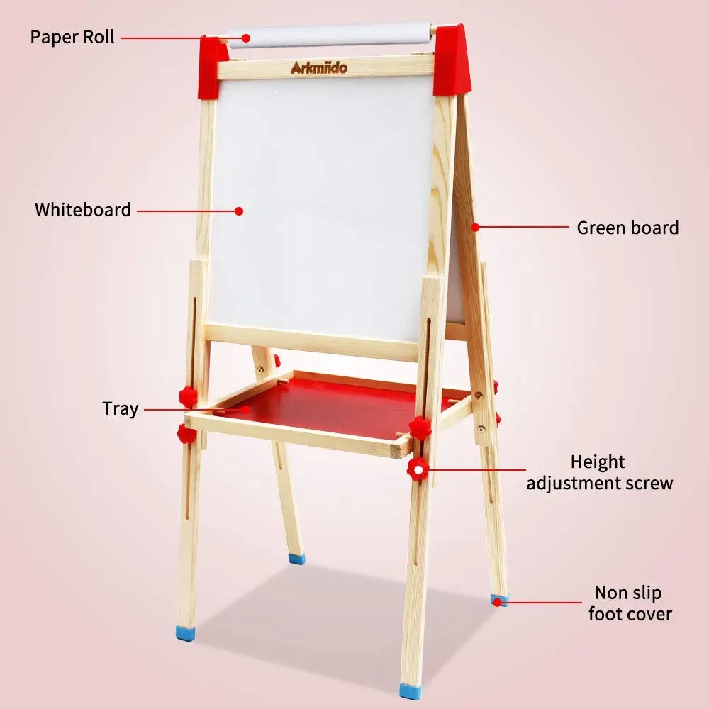 Best Kids Easel with Paper Roll DoubleSided Whiteboard & Chalkboard