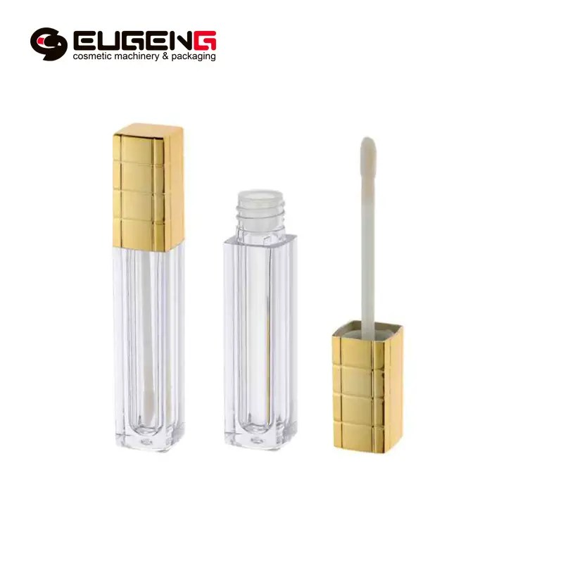 Wholesale Personalized 5ml Gold Wand Lip Gloss Tubes Empty Square