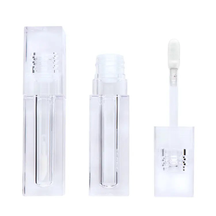Wholesale 5ml transparent lip gloss tubes with all clear wand fancy