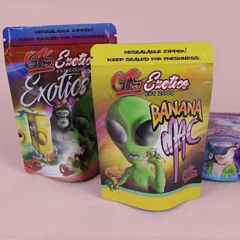 Custom Holographic Foil Mylar Ziplock Pouch Zkittlez Snacks Gummies