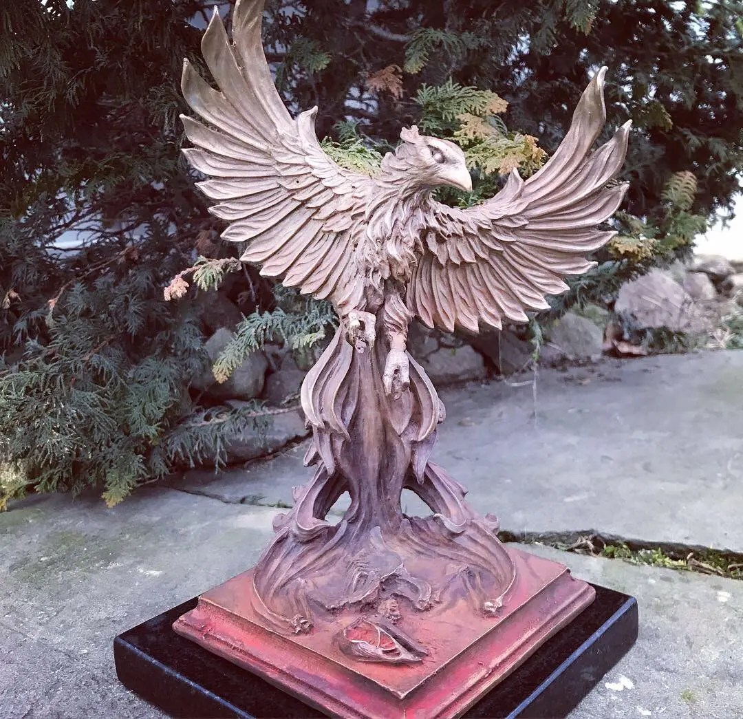 China Antique Chinese legend bronze phoenix statue metal copper