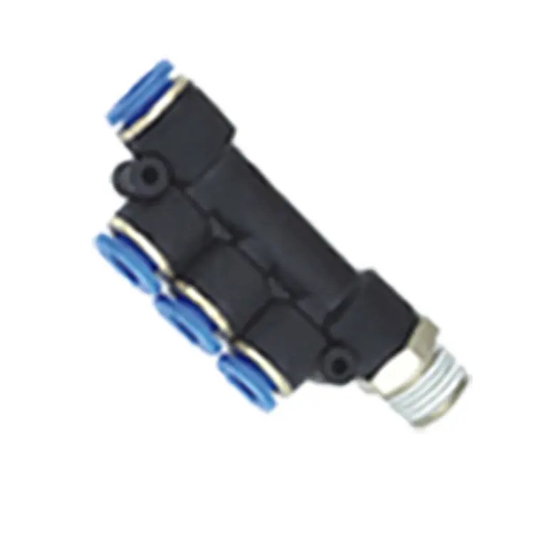 PKM Male Triple Branch Plastic Poly Push In Tube to Pipe Adapter