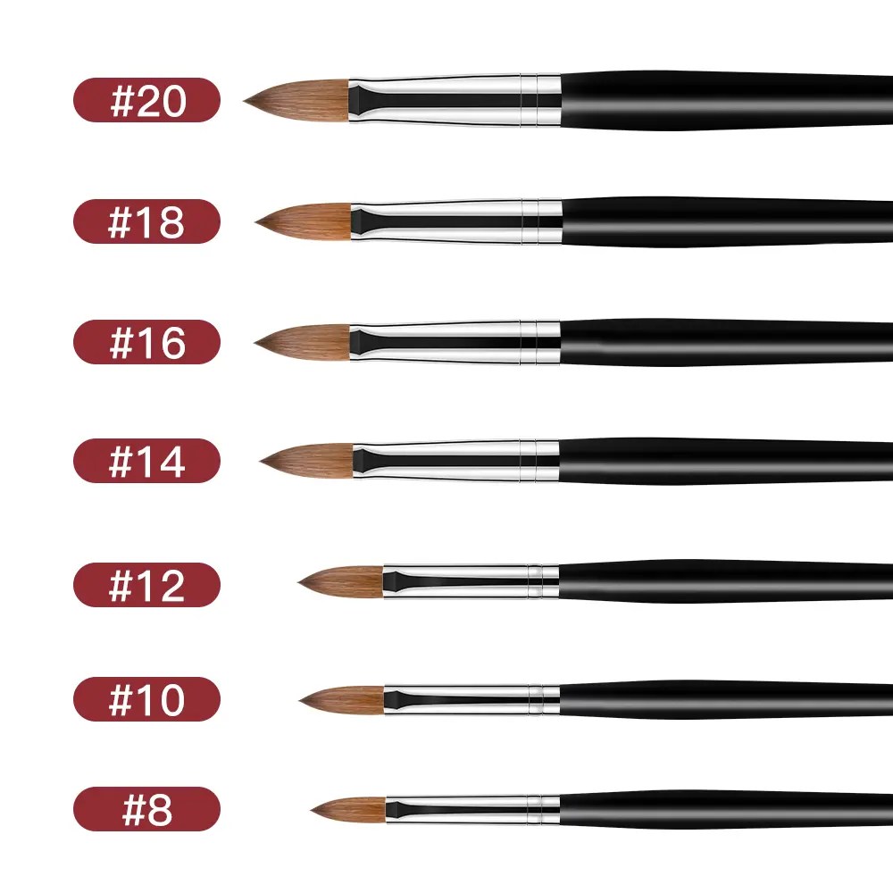 China Nail Art Brush Six Angles Black Petal Wooden Kolinsky Nail Brush