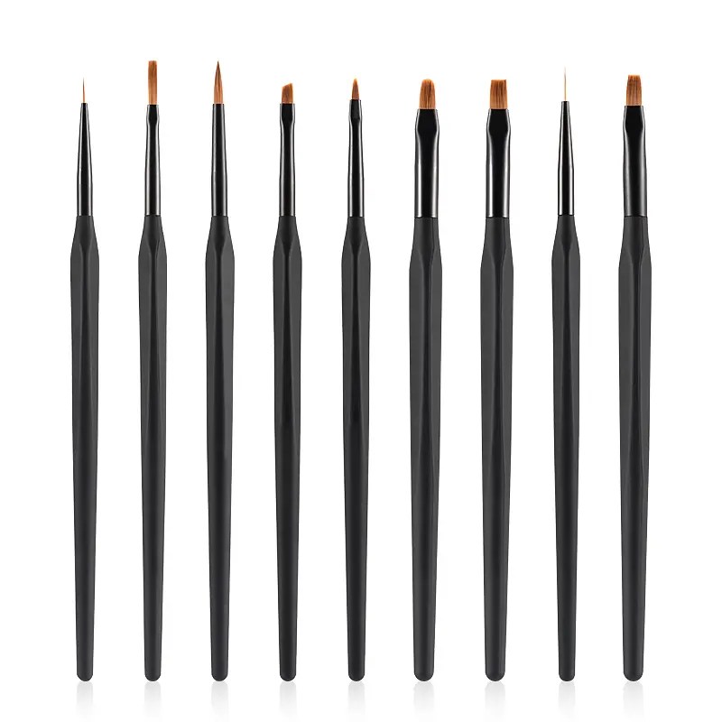 China Triangle Thin Nail Art Liner Brush Metal Handle Nail Brush Set