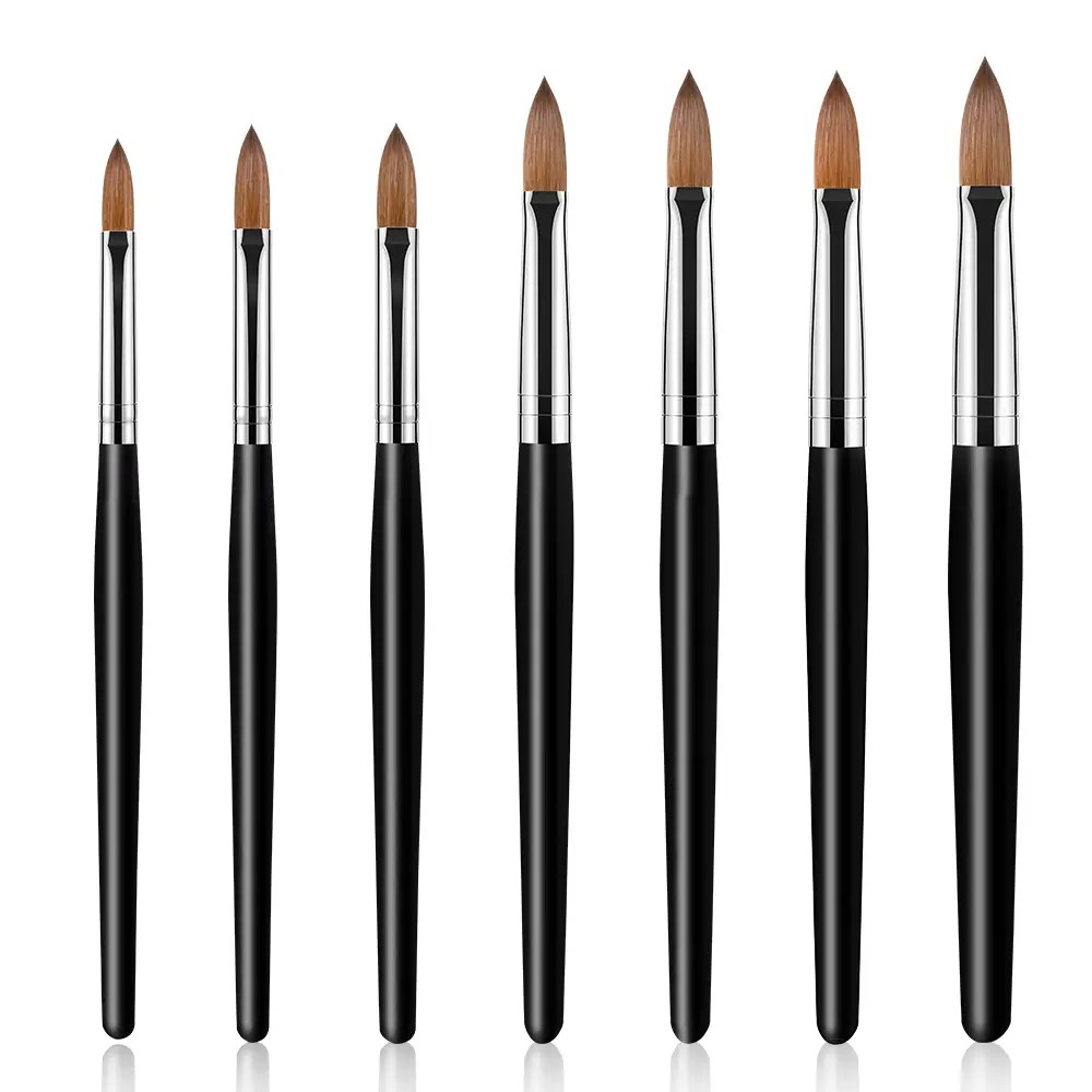 China Nail Art Brush Six Angles Black Petal Wooden Kolinsky Nail Brush