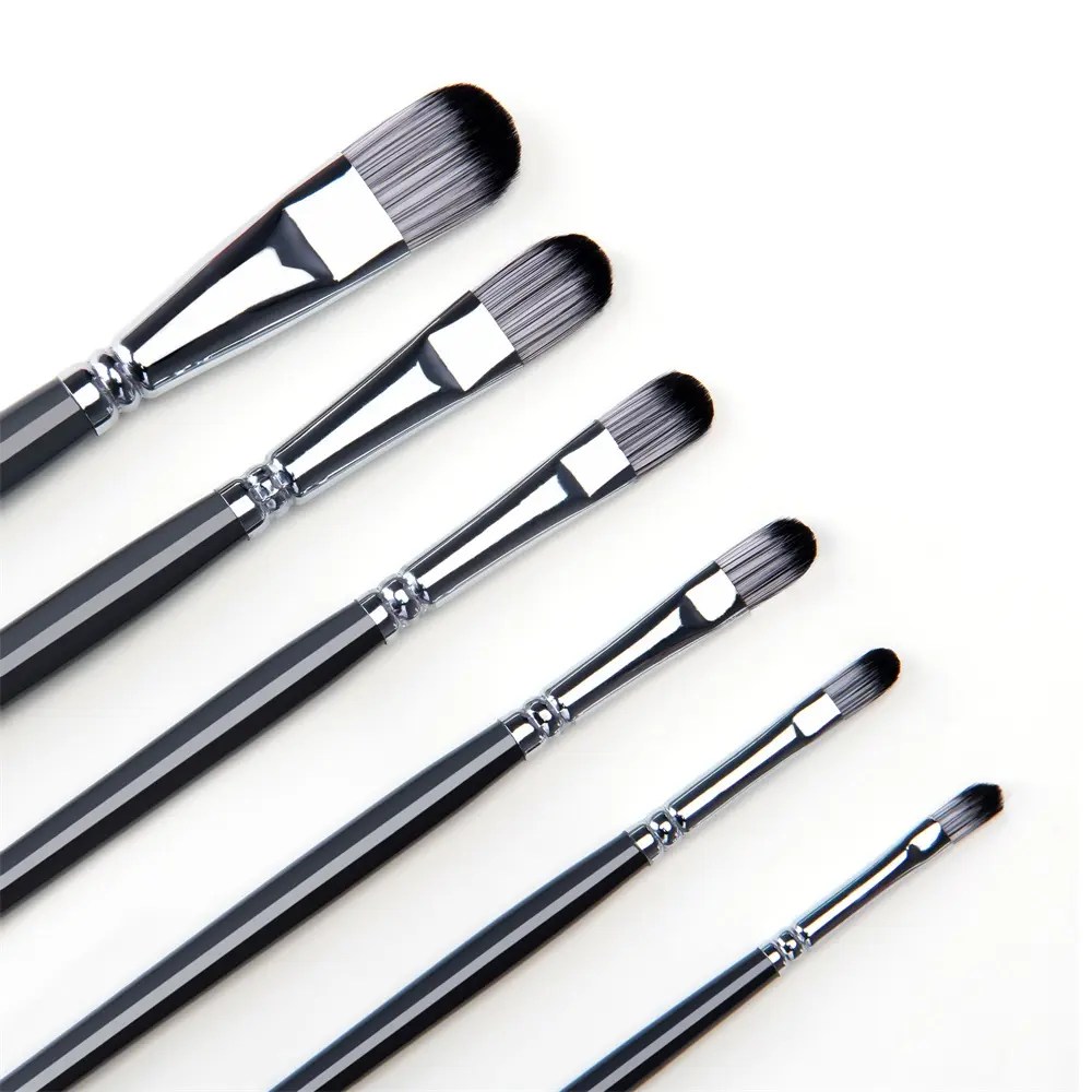 Flat Kolinsky Sable Hair Art Brush 6pcs Oil Acrylic Watercolor Paint