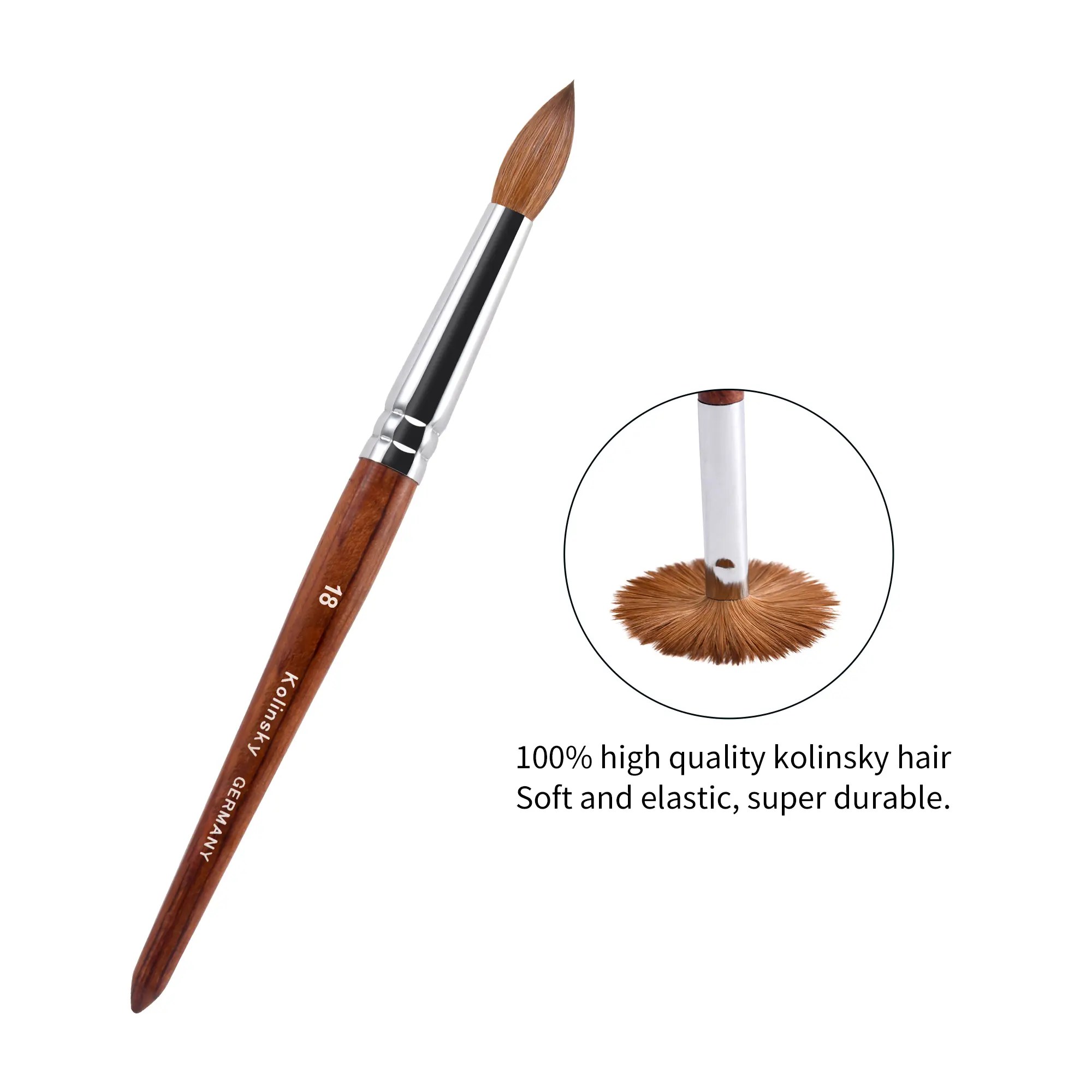 China 100 Pure Kolinsky Sable Hair Round Shape Wooden Handle Acrylic