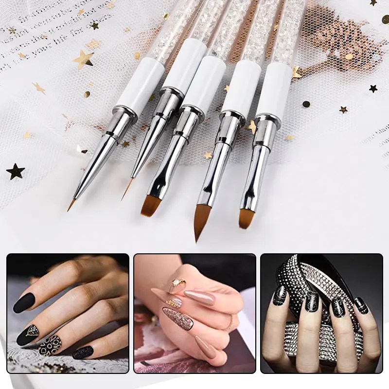 China Wholesale 5pcs/set Acrylic Rhinestone Nail Brushes 100 Pure