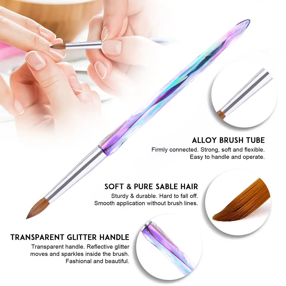 China Professional Colorful Plastic Handle Sable Hair Nail Brush