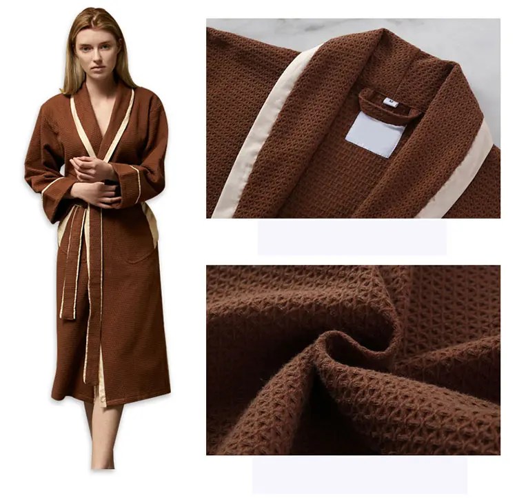 China Silk Satin Pajama Suppliers Star hotel bathrobes waffle cotton