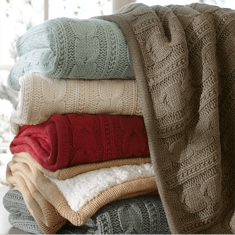 China Nordic simple blanket sofa cover knitting leisure knitted sherpa