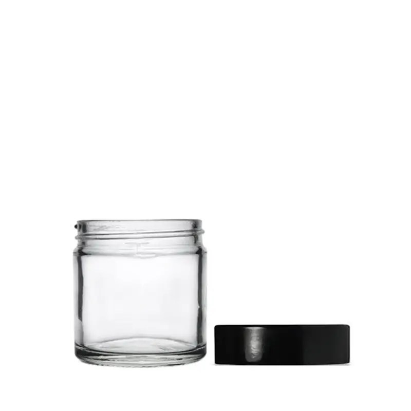Wholesale 60ml Clear Glass Candle Jar & Black Urea Cap & Cap