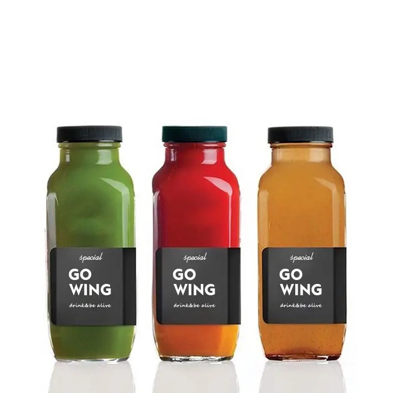 Wholesale 370ml High quality tetragonal cylindrical glass beverage