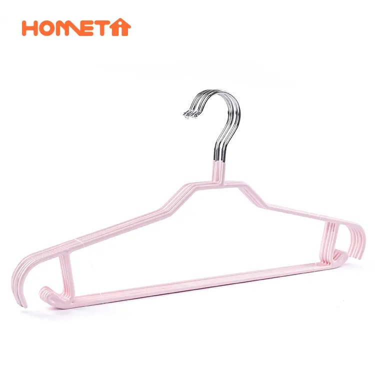 China Wholesale pink wire hanger factory anti slip PVC coated clothes hangers Manufacture and