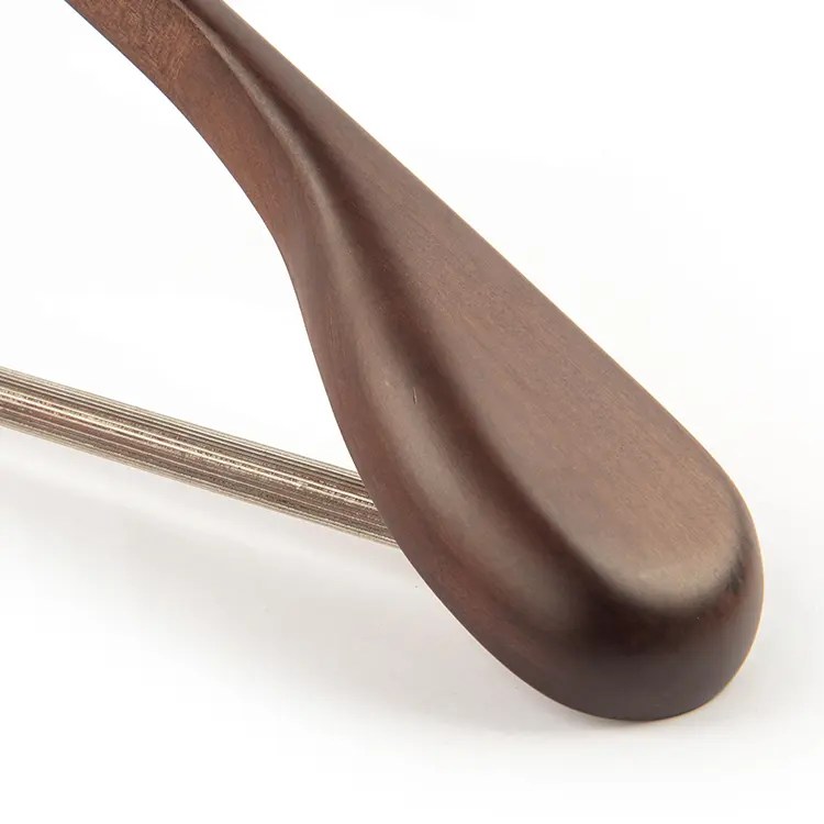 China Wood Coat Hanger Deluxe Walnut Brown Wide Shoulder Suit Hangers for Jacket Coat