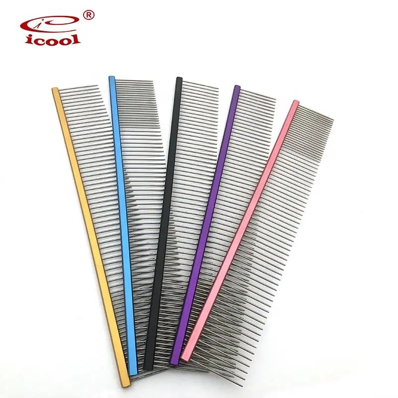Wholesale Metal Dog Grooming Comb With Long Rounded and Smooth Stainless Steel Teeth