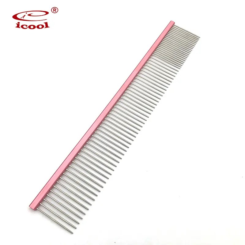 Wholesale Metal Dog Grooming Comb With Long Rounded and Smooth Stainless Steel Teeth