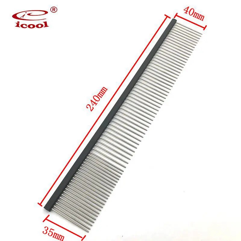 Wholesale Metal Dog Grooming Comb With Long Rounded and Smooth Stainless Steel Teeth