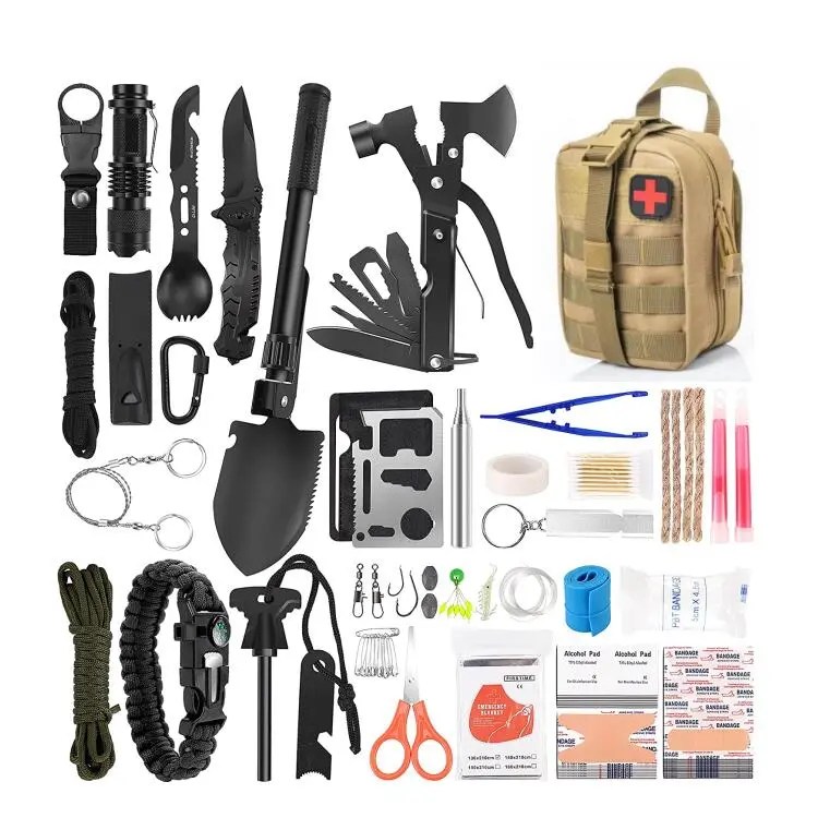 China Camping emergency 142 pieces survival gear kit first aid kit with