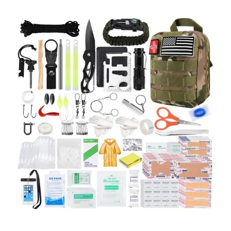China 500pcs Camping Outdoor Survival Tactical Gear First Aid kit
