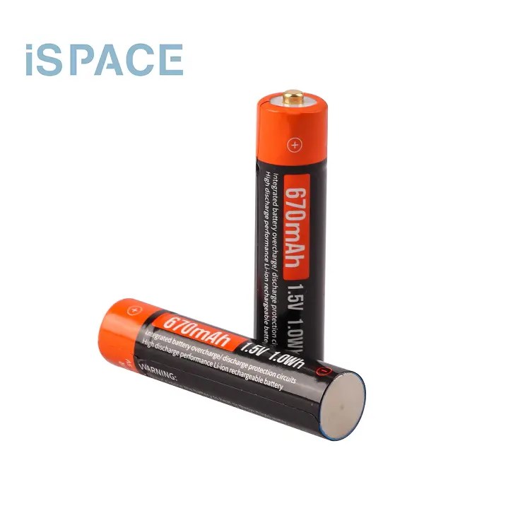 High Quality AAA 1.5V 670mAh Rechargeable Lithium Ion Batteries For