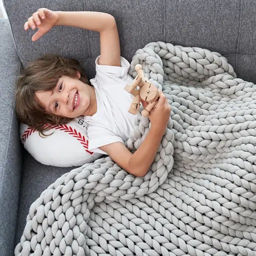Knitted Weighted Blanket, Memory Form Pillows, Puffy Blanket Outdoor Kuangs Textile