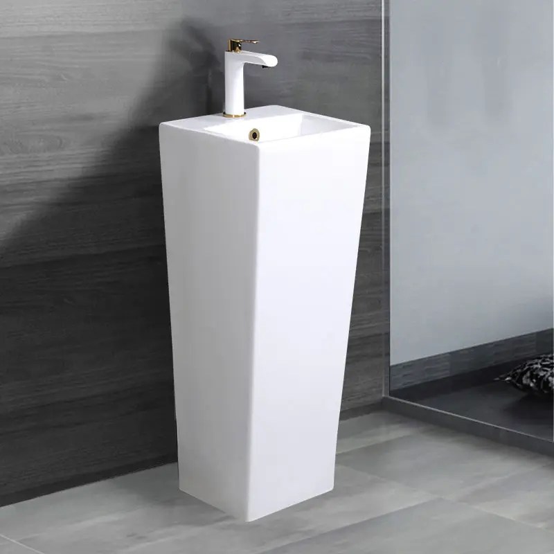 Wholesale Ceramic One Piece Pedestal Wash Basin Free Standing small