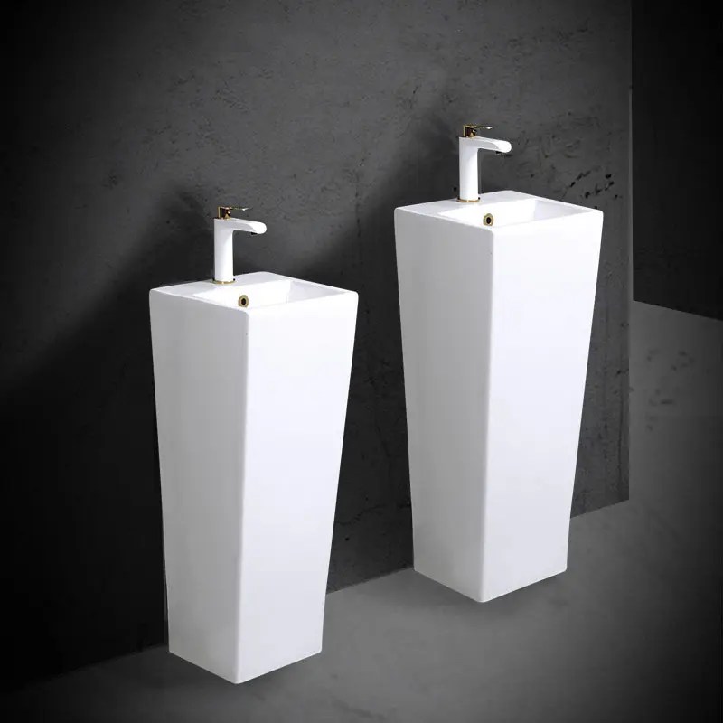 Wholesale Ceramic One Piece Pedestal Wash Basin Free Standing small