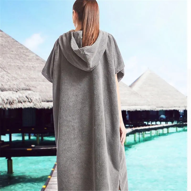Wholesale Surf Poncho Beach Towel Plain Pattern Velour Surf Poncho With
