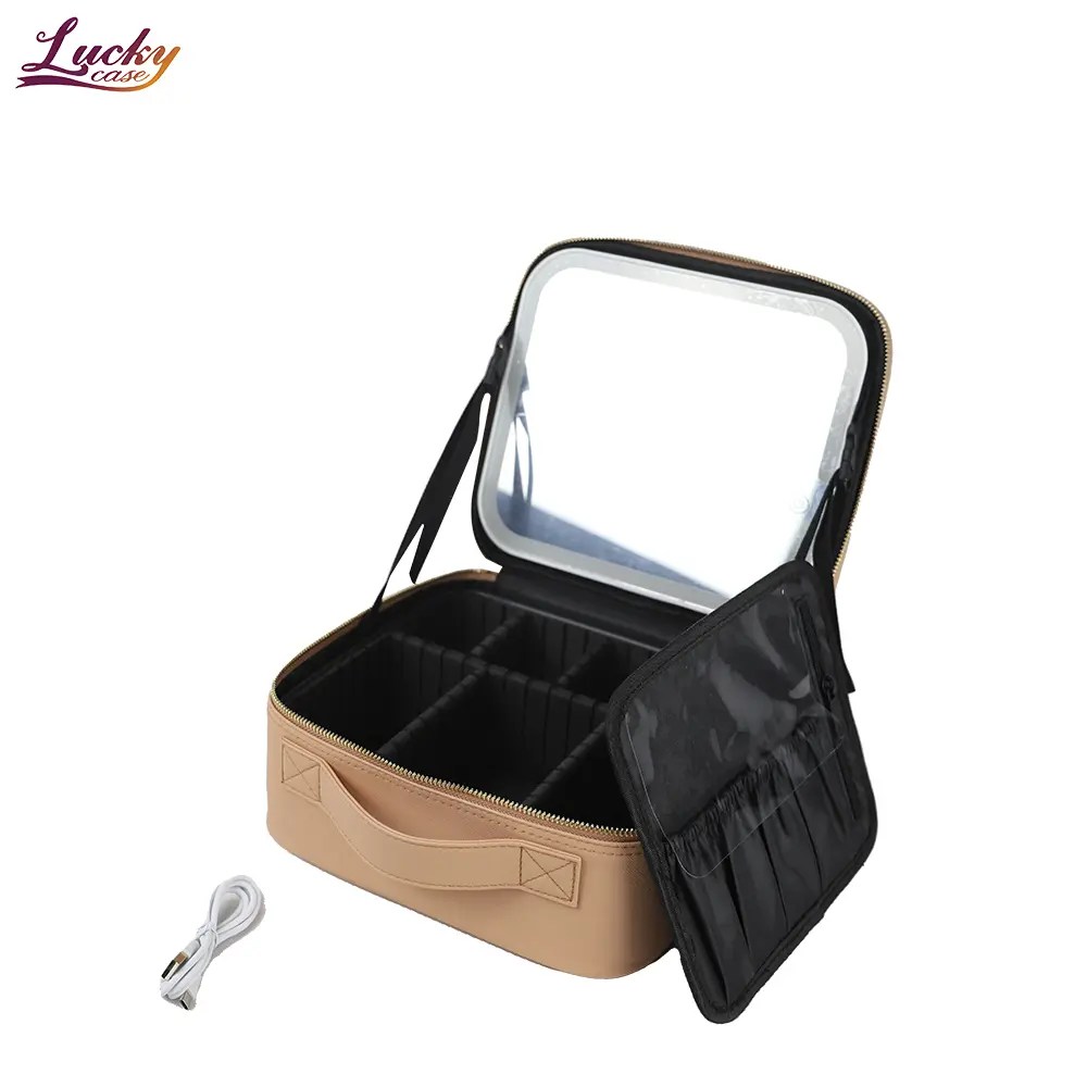 China Makeup Bag with LED Lighted Mirror Makeup Case Cosmetic Bag