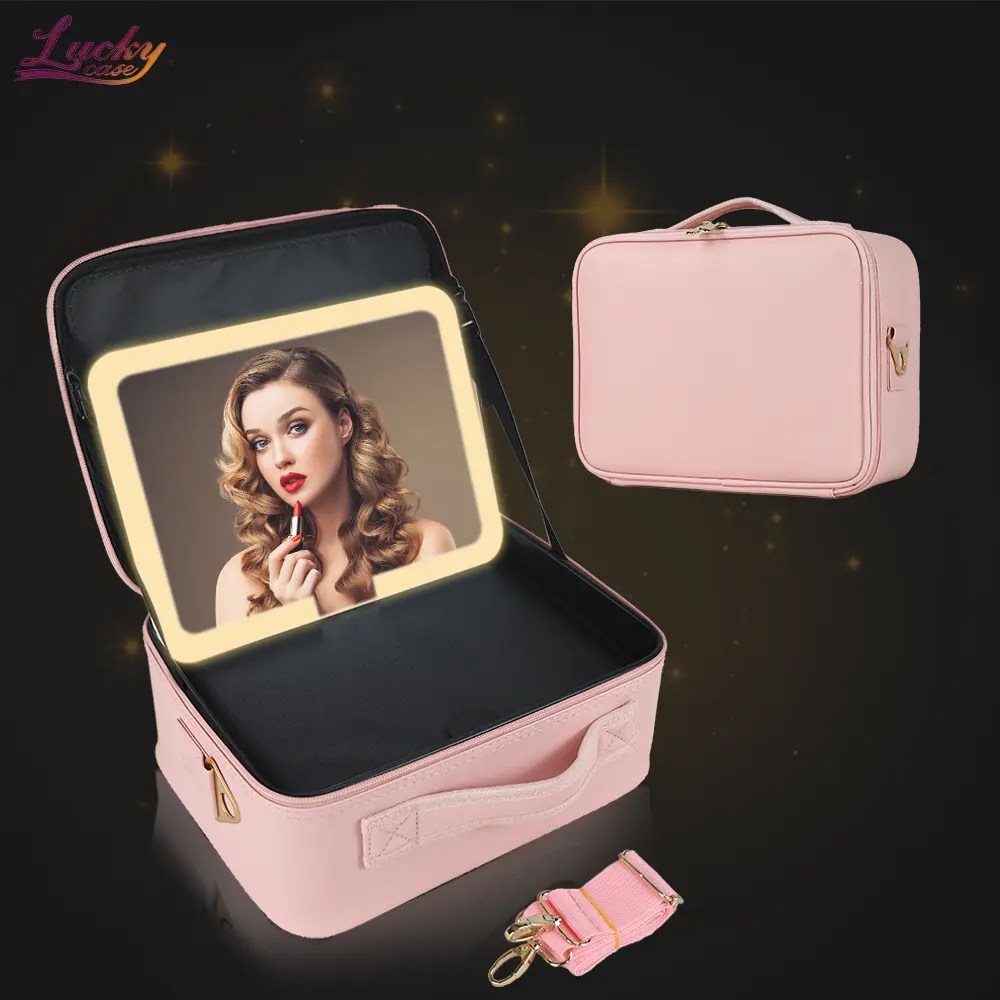 China Portable Travel Makeup Bag Cosmetic Bag with LED Mirror