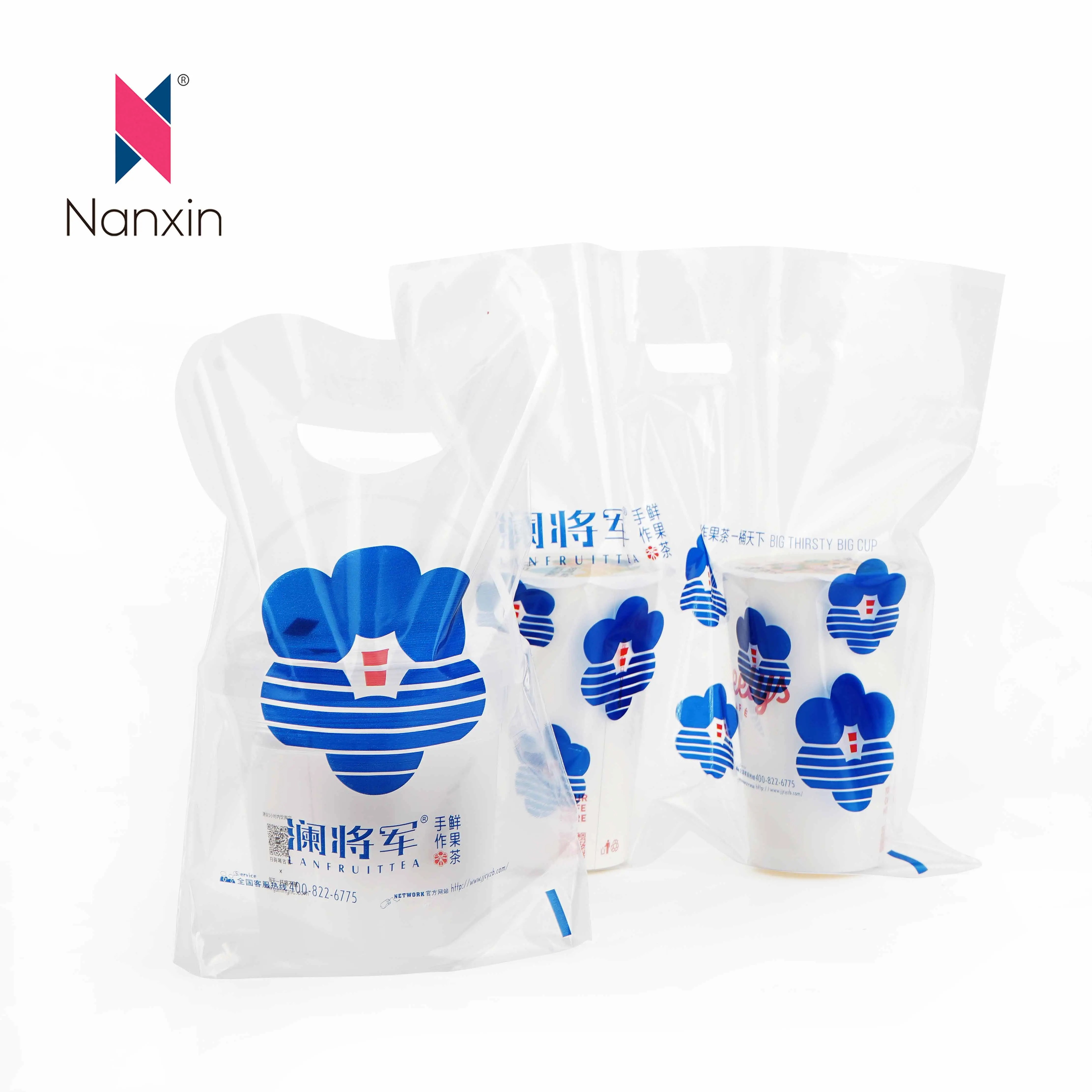 China Clear Takeaway Food Plastic Carrier Transparent Coffee Milk Tea