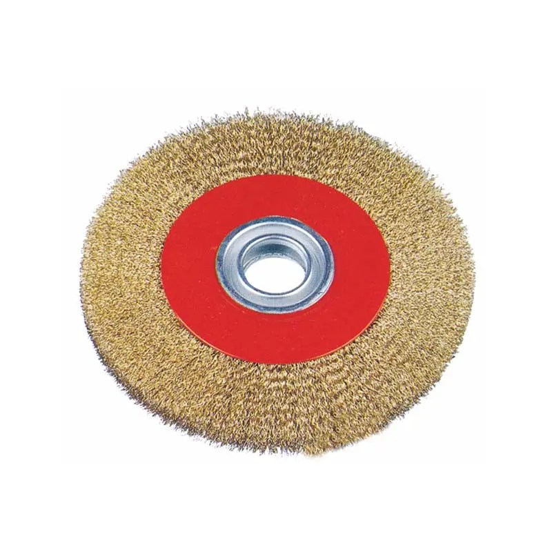 China Copper plated steel wire wheel brush (steel wire brush) factory