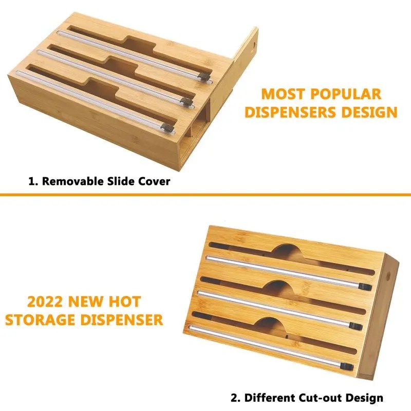 Wholesale 3 in 1 Bamboo Aluminum Foil Wrap Dispenser Supplier and