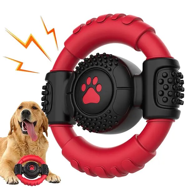 Dog Chew Toy, Nylon Rubber Steering Wheel Shape Indestructible Dog