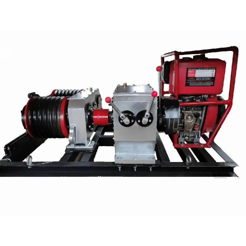 China Diesel Engine Gasoline Powered Winch Cable Double Drum Winch