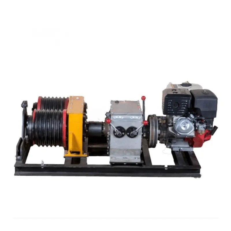 China Diesel Engine Gasoline Powered Winch Cable Double Drum Winch