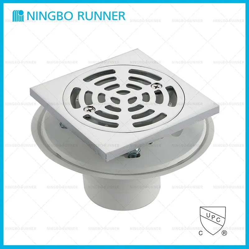 China Low Profile Shower Drain for Tile Shower Bases with Round Brass