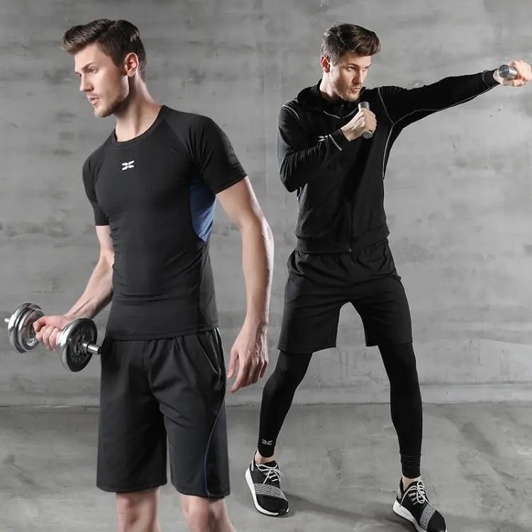 Wholesale 4pcs Sport Workout Outfit Set for men Yoga Fitness Exercise