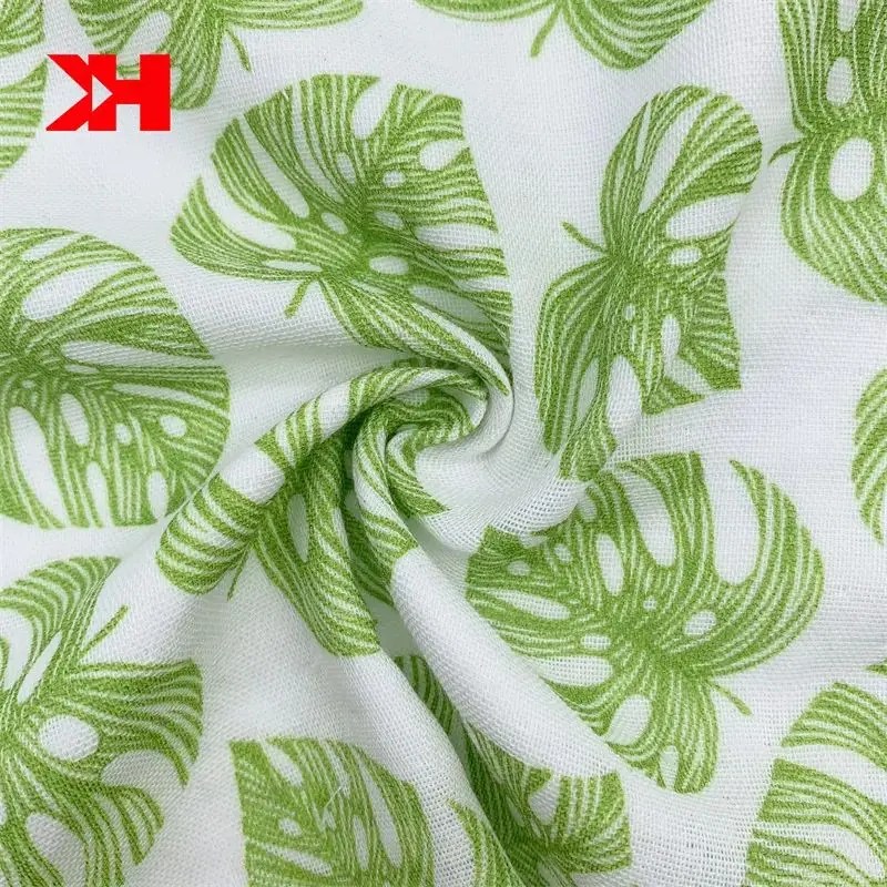 Wholesale custom printed cloth material bamboo cotton gauze fabric