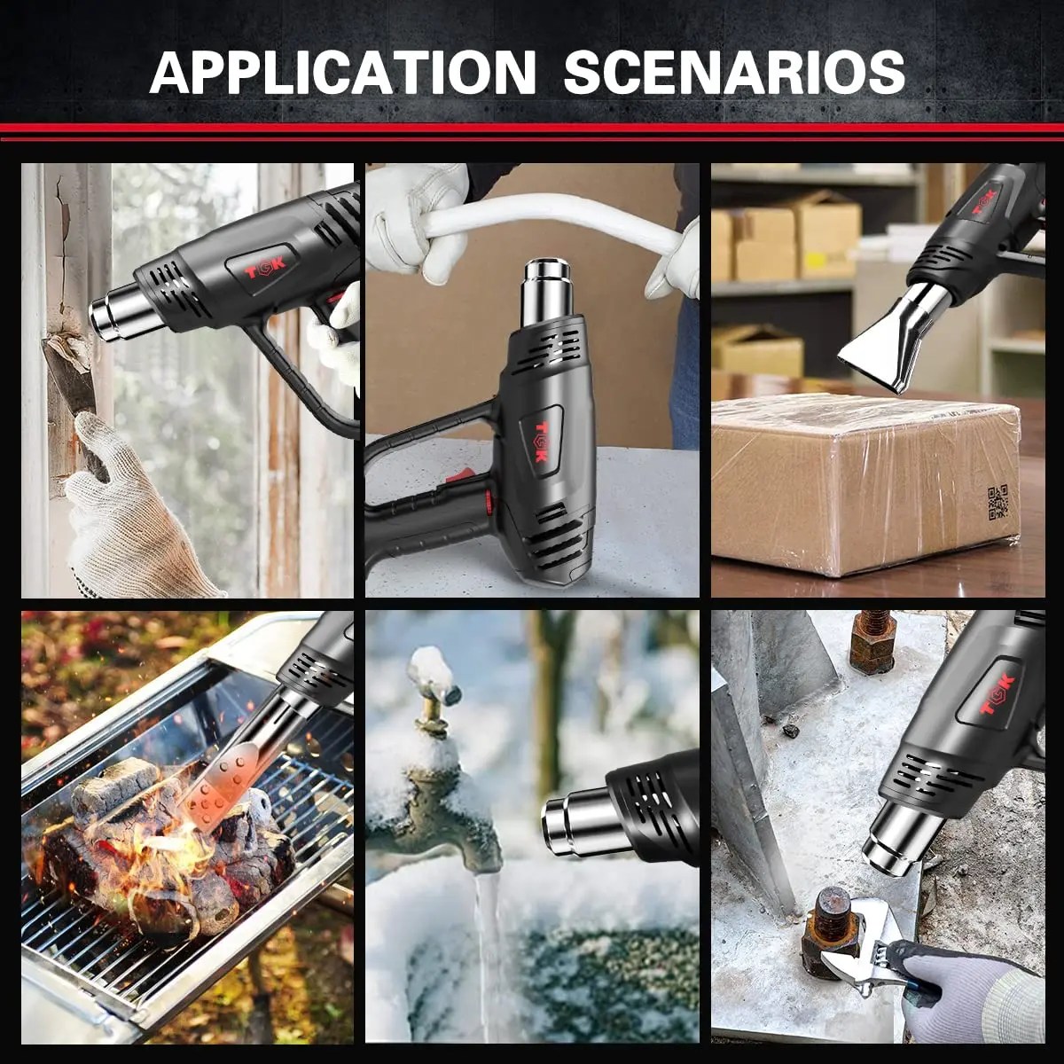 Wholesale Heat Gun, TGK 1800W Heavy Duty Hot Air Gun Kit 122℉1202