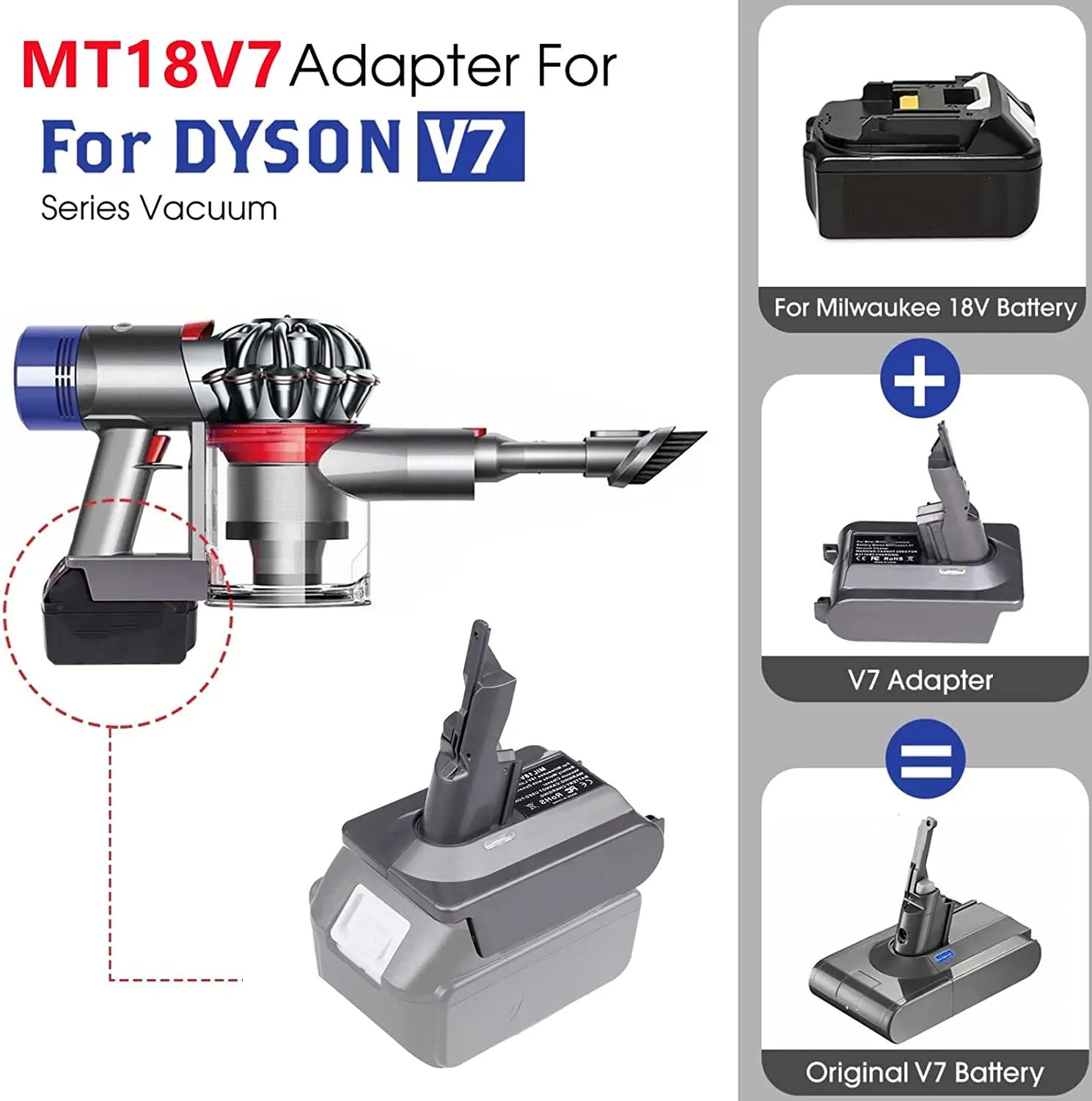 Dyson V7 Battery Adapter for Makita 18V Lithium Battery