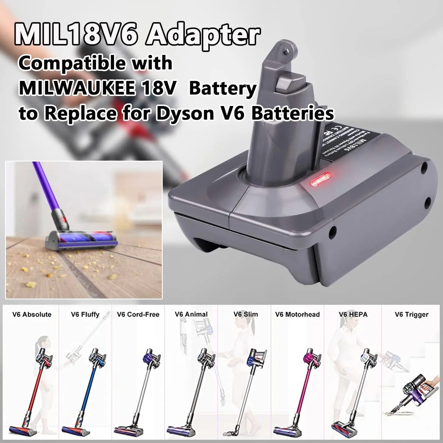 Dyson Milwaukee battery adapter Convert Milwaukee 18V Lithium Battery to Dyson V6 Animal Series