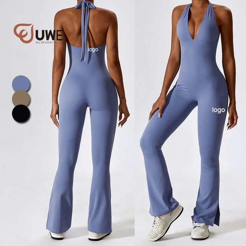Custom Yoga Jumpsuit Adjustable Fitness Workout Flared Pants