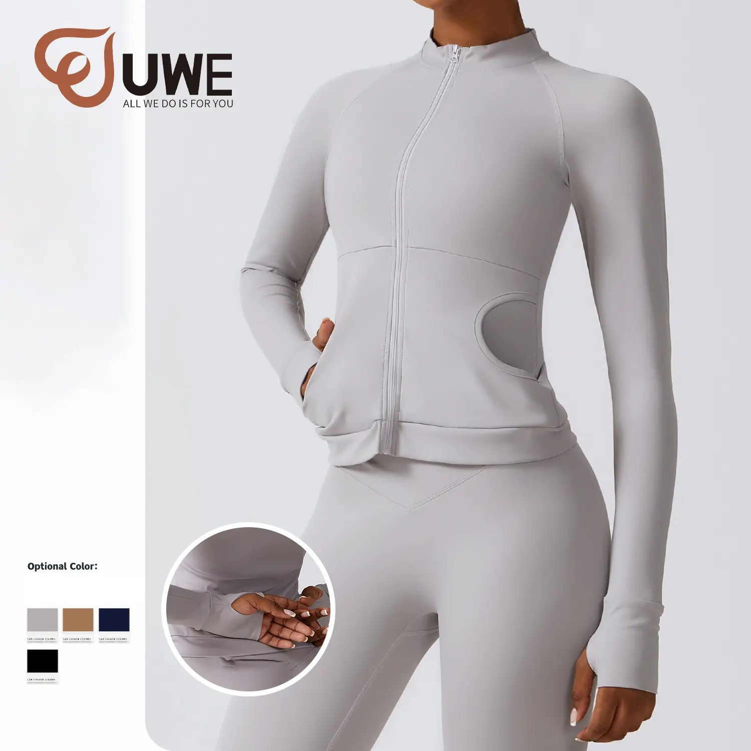 Yoga Long Sleeve Front Zipper Jackets Lightweight Jacket With Pocket