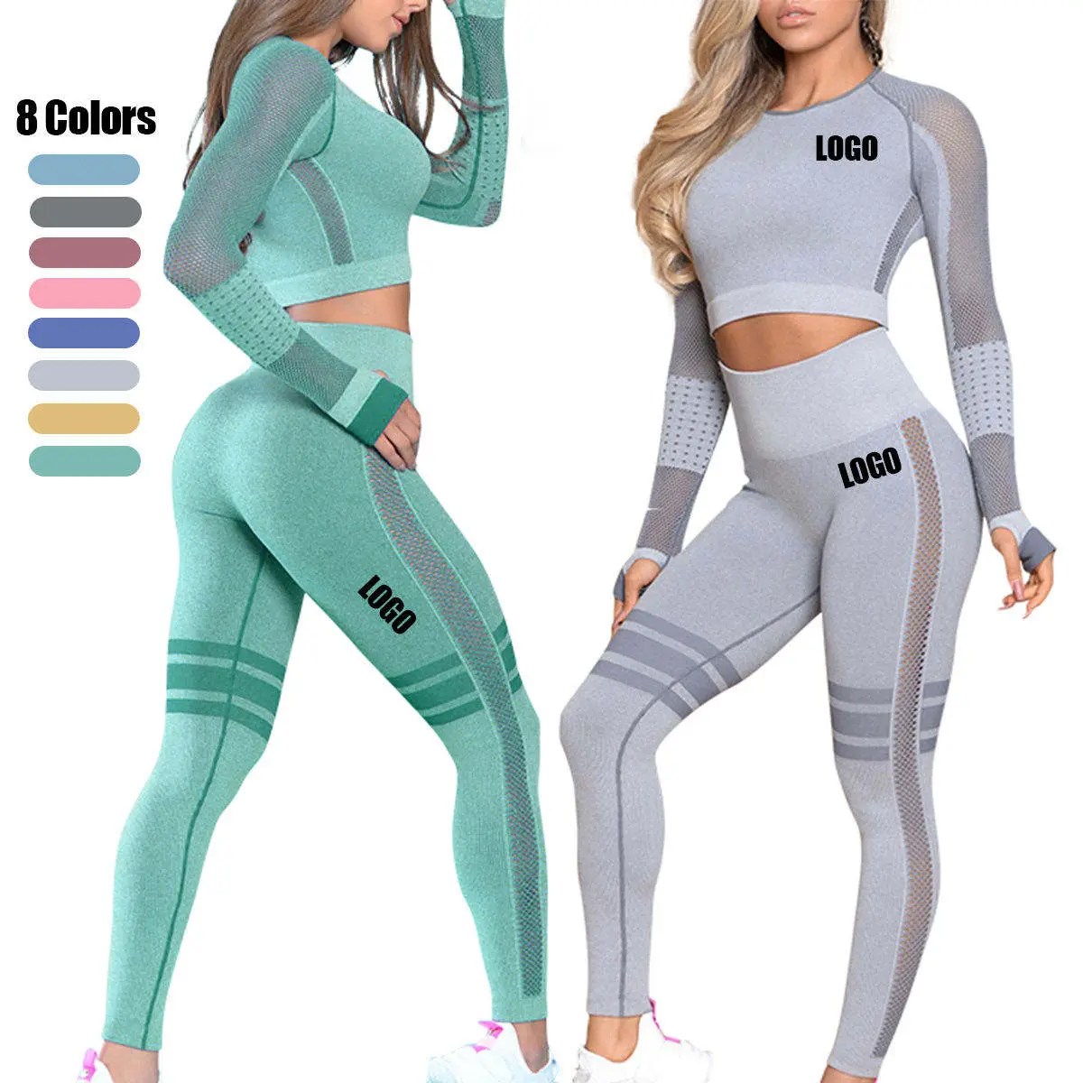 Custom Yoga Set Gym Long Sleeve Seamless Set