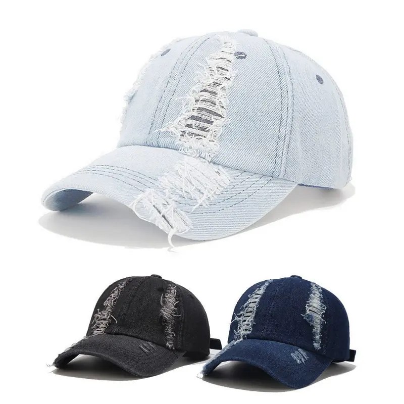 China Vintage Fashion Denim Blue Custom Logo Hats Blank Outdoor Sports