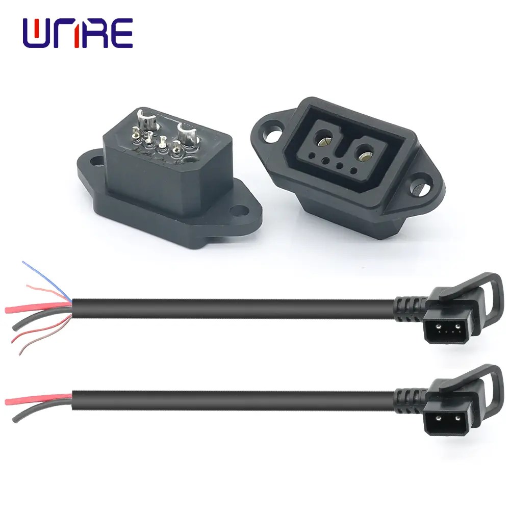 China 2+4 Male and Female Plug Electric Bike Charging Port Batteries Charging Socket With Cable