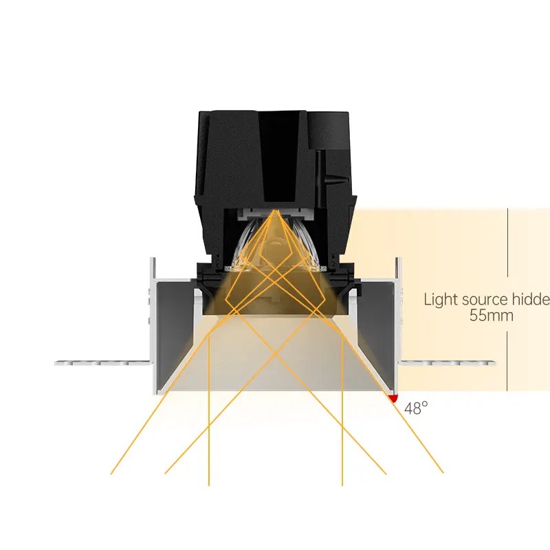 OEM Square Recessed LED Light Adjustable Angle Embedded LED Can Light