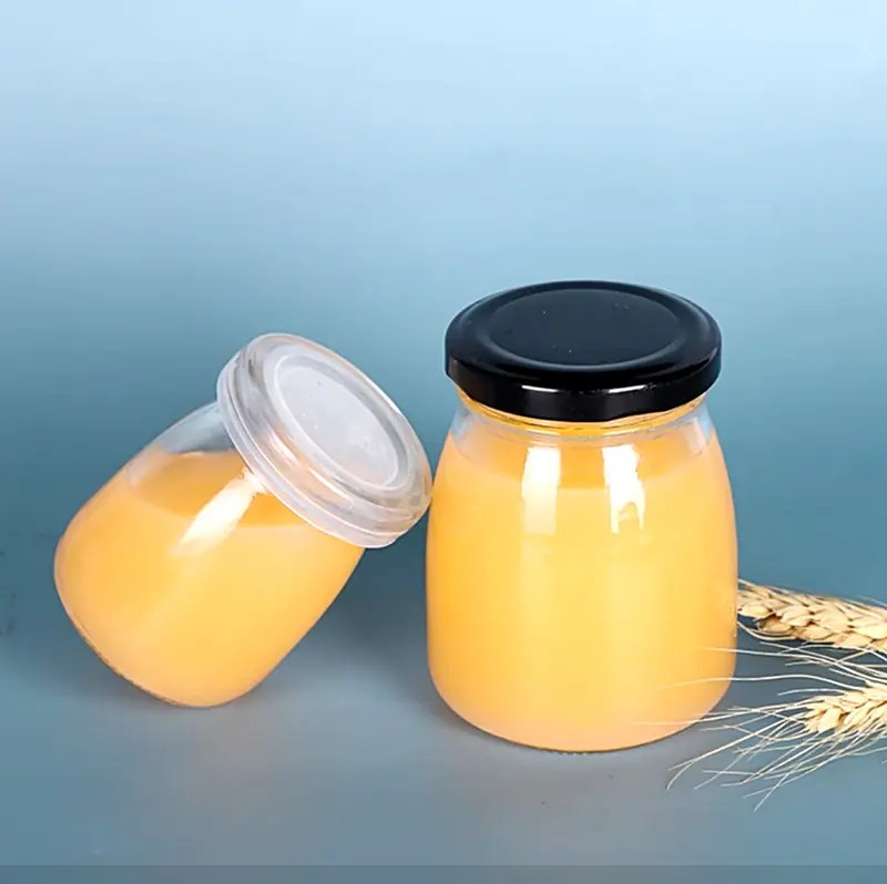 Wholesale Wide mouth Pudding Jar, Yoghurt Glass bottles with lid100ml